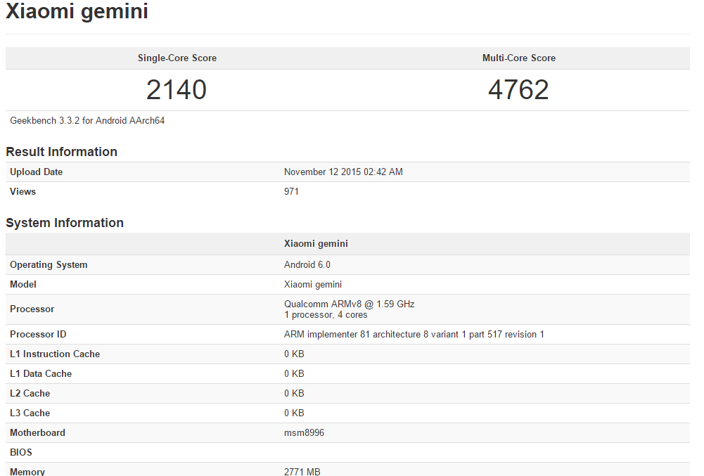 Xiaomi-gemini-Geekbench