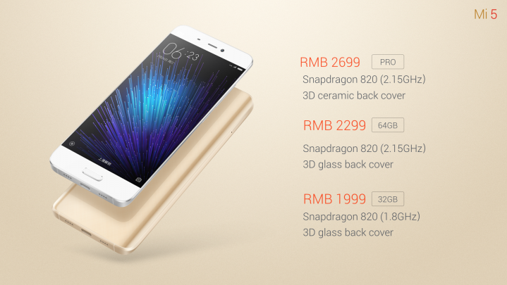 Xiaomi mi5 pricing