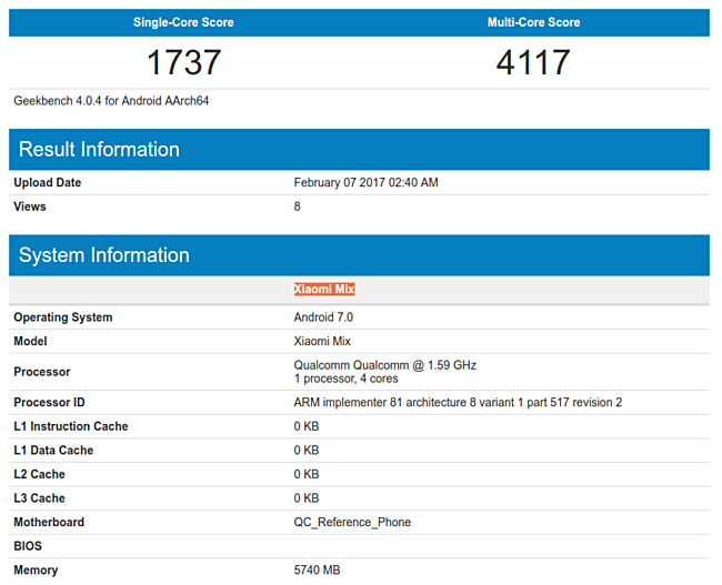 Mi Mix_Geekbench