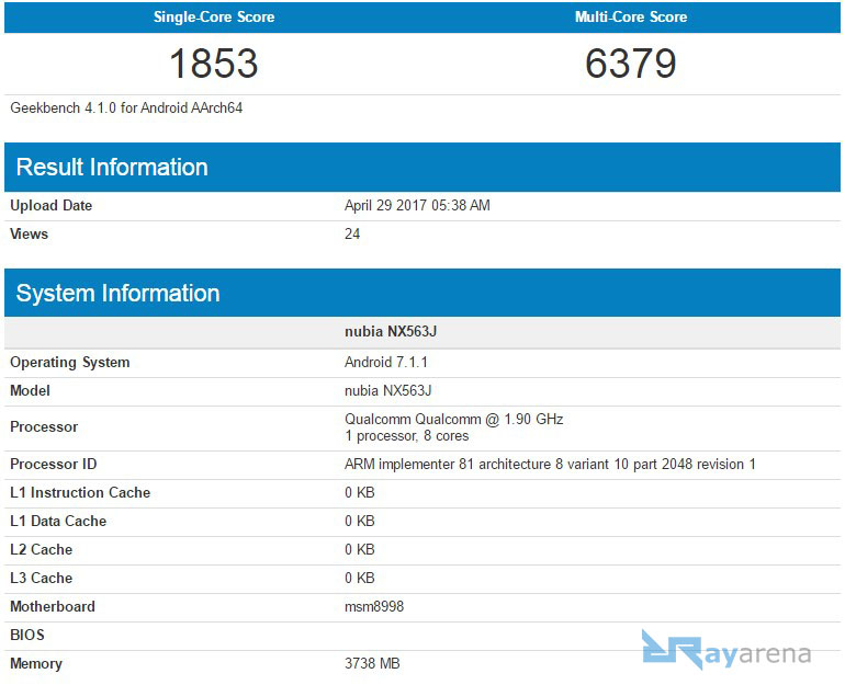 Nubia Z17 Geekbench