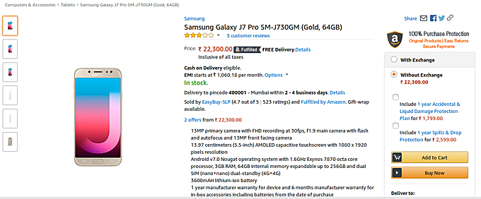 SAMSUNG-galaxy-j7-pro-amazon-india