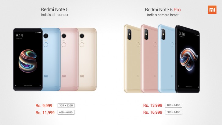 Redmi Note 5 and Note 5 Pro pricing