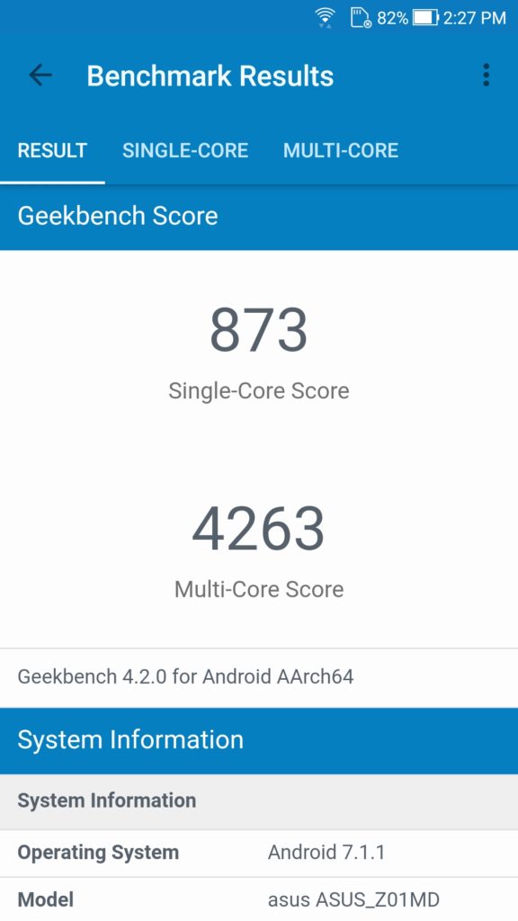 Zenfone 4 Selfie Pro Geekbench